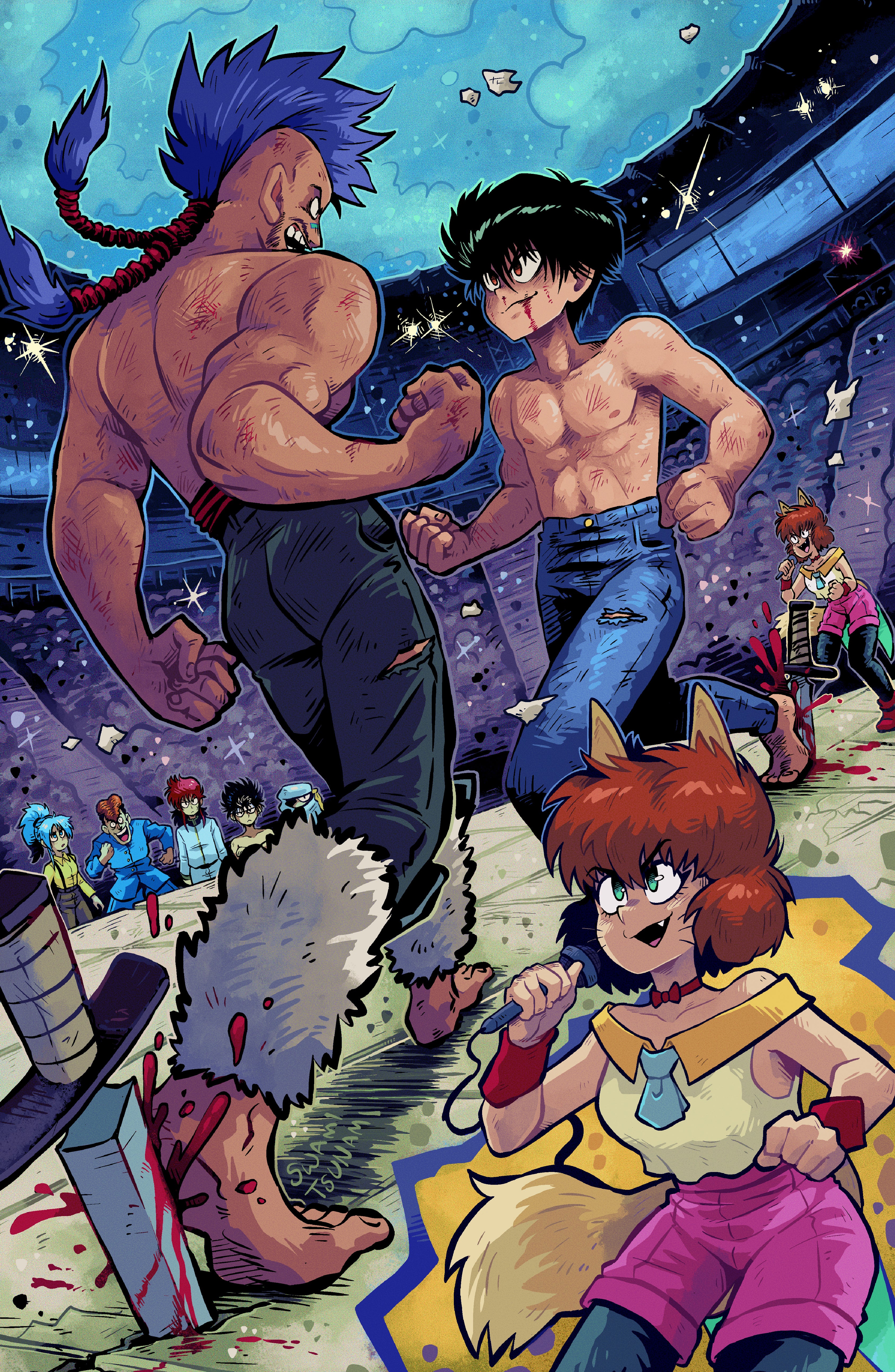 Yusuke VS Chuu (Knife-Edge Death Match) - 11 x 17 Poster Print