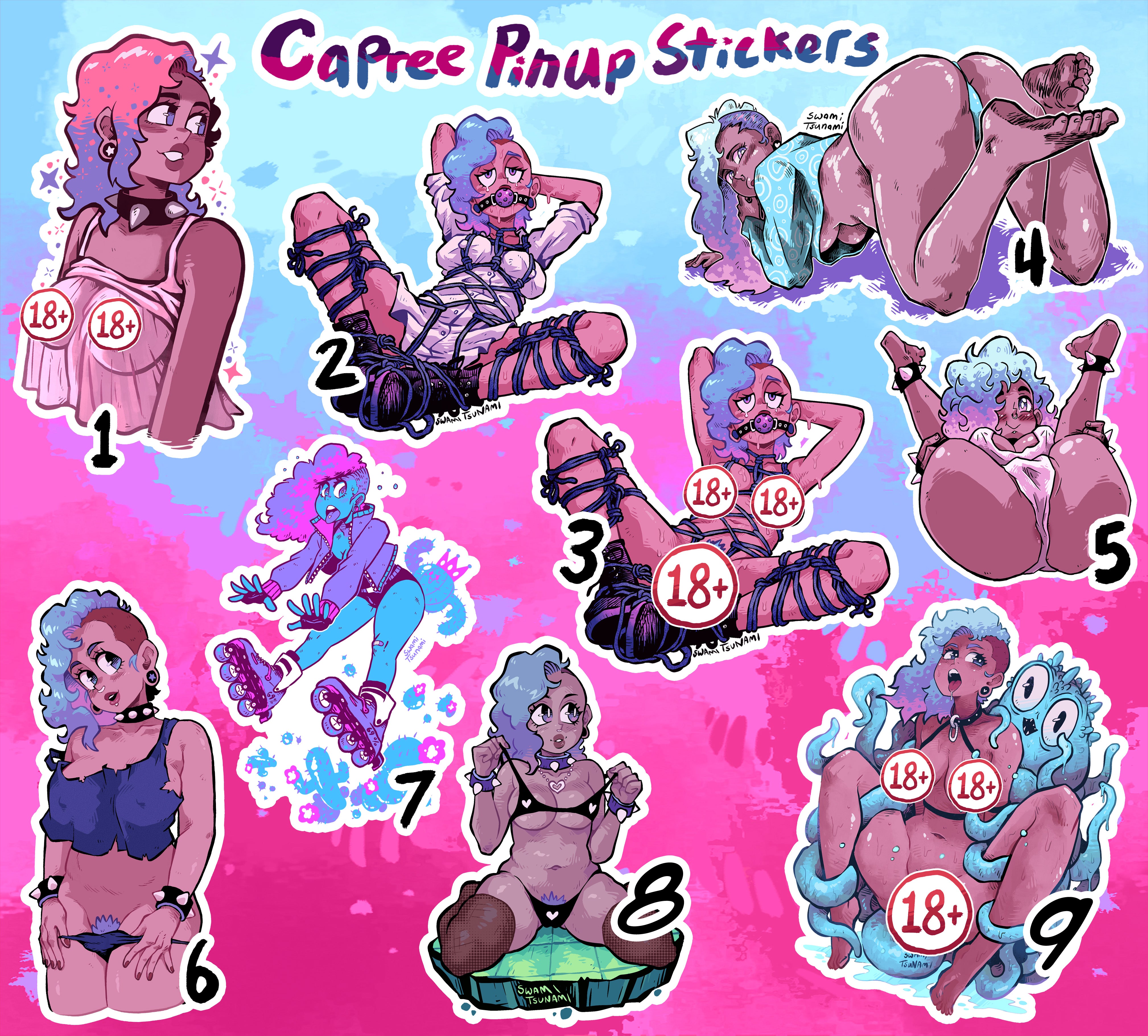Cotton Candy Hair Pinup Girl (Capree) (R18+) - Vinyl Sticker Collection