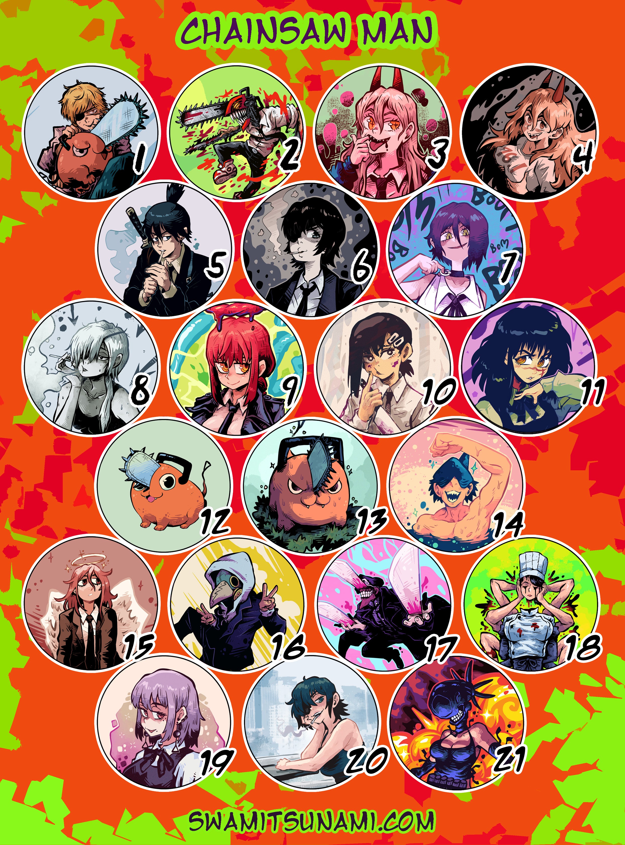 Chainsaw Man 1.5-Inch Button Series