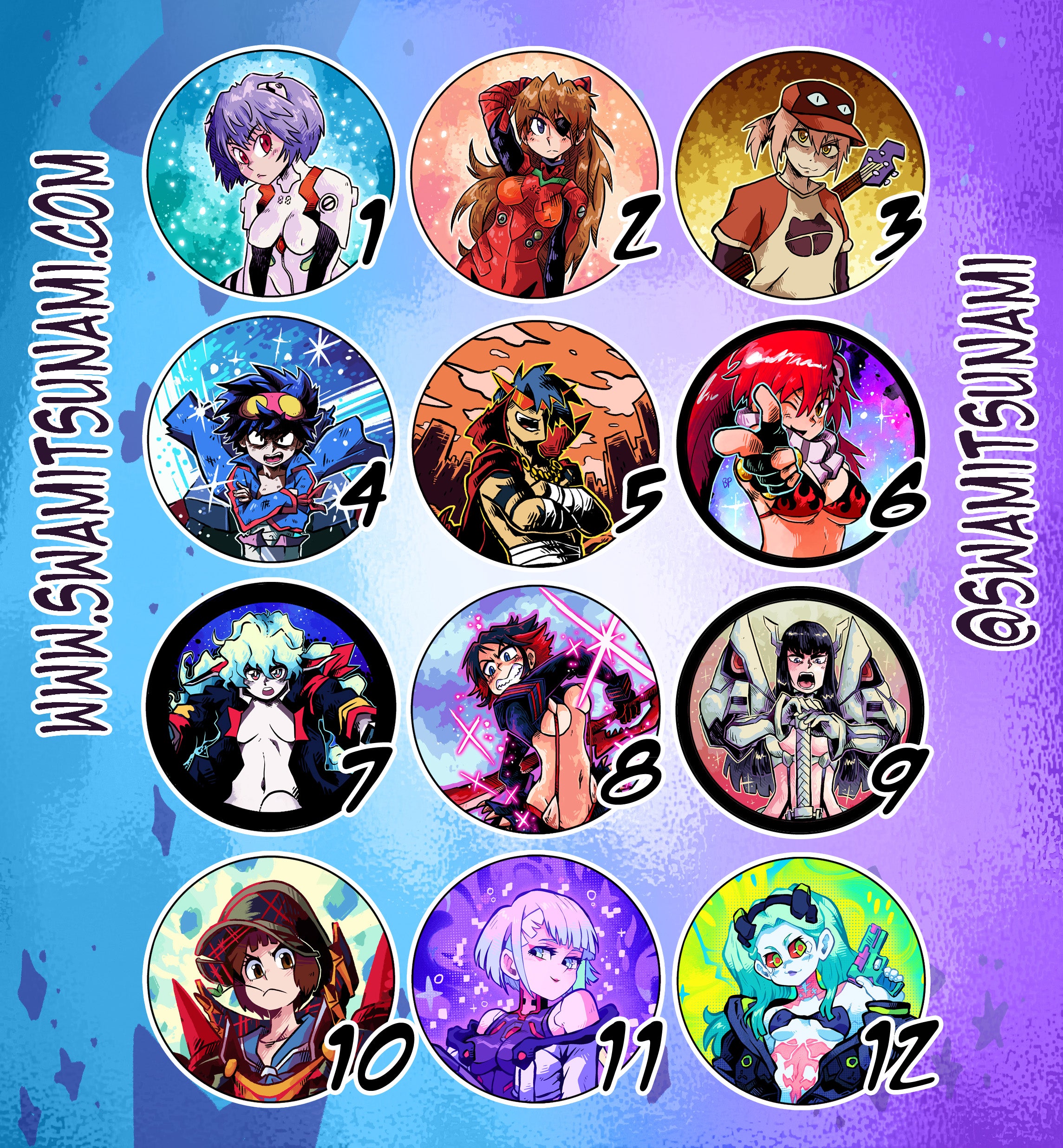 Gainax Gals (and Boys) 1.5-Inch Button Series