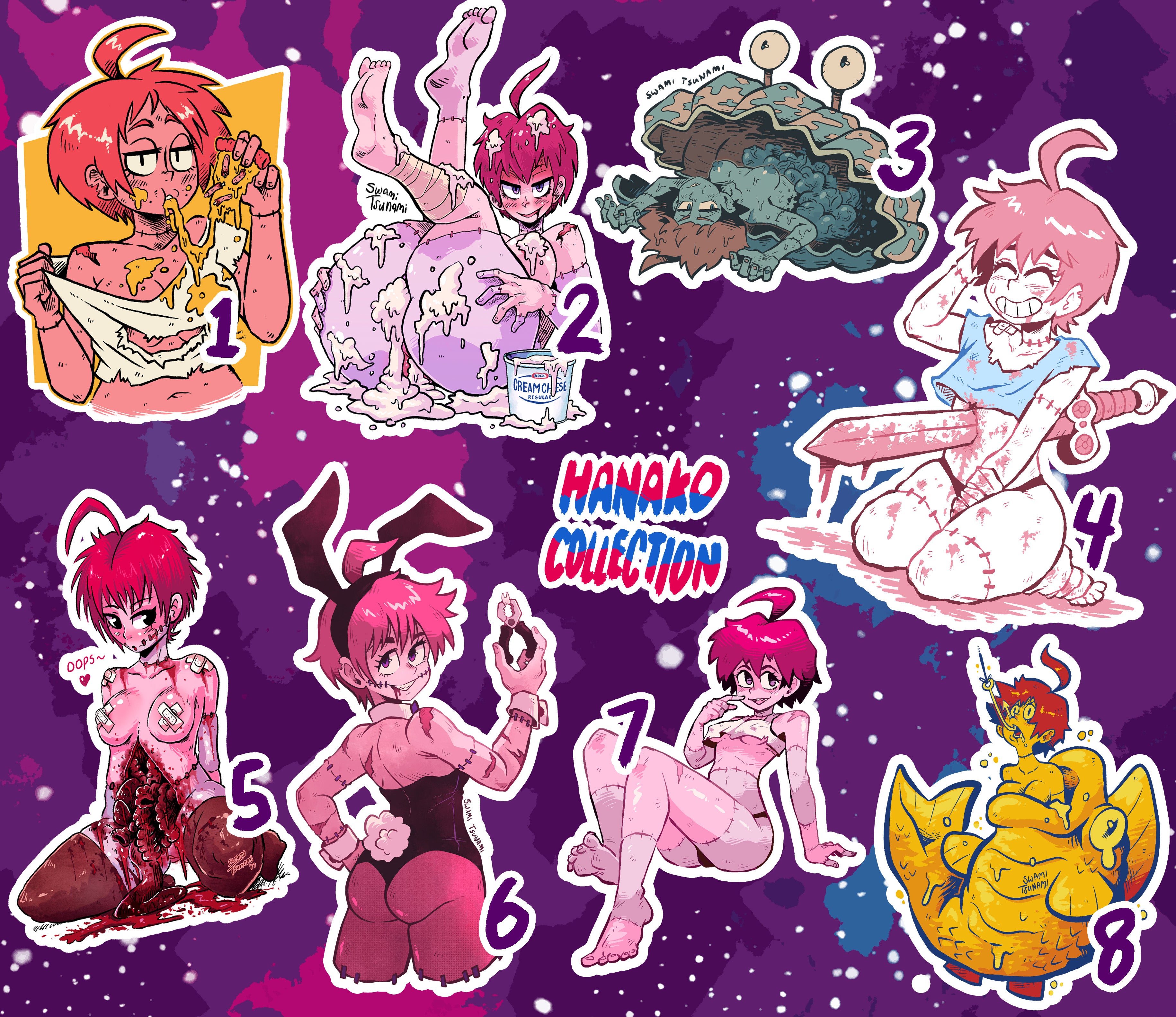 Hanako the Zombie Girl (R18+) (Gore) - Vinyl Sticker Collection