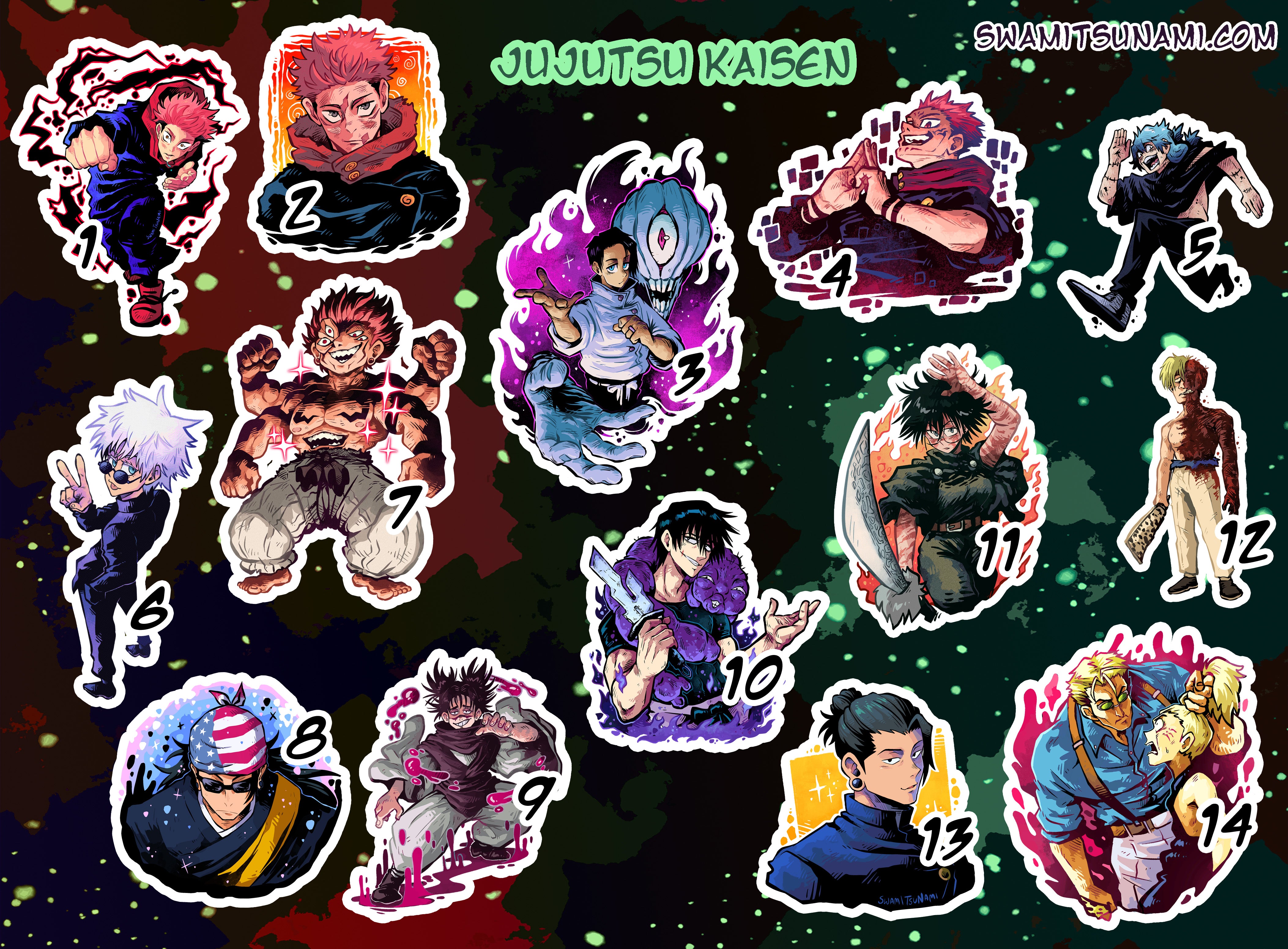 Jujutsu Kaisen - 2.5 to 3-Inch Vinyl Sticker Set