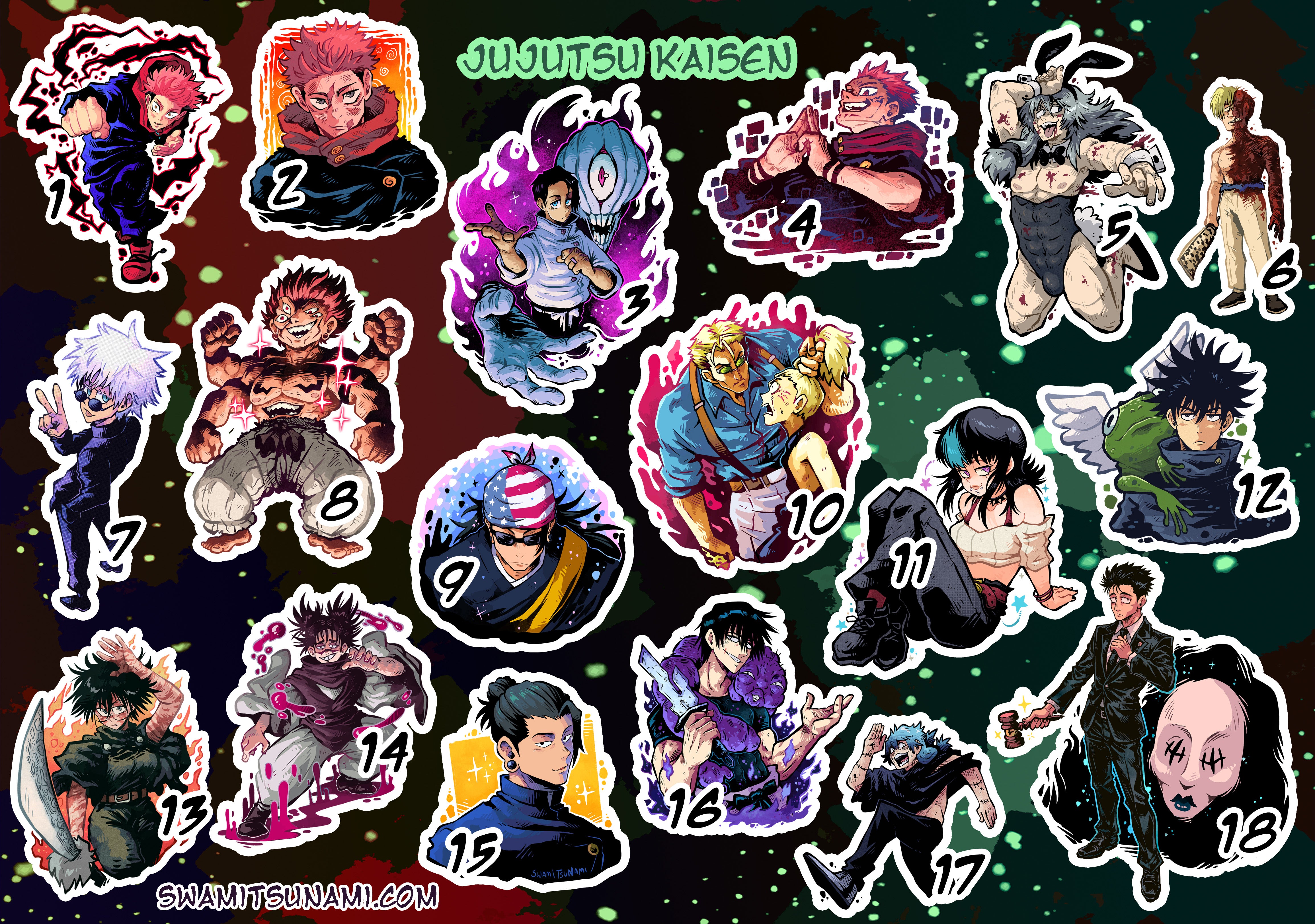 Jujutsu Kaisen - 2.5 to 3-Inch Vinyl Sticker Set