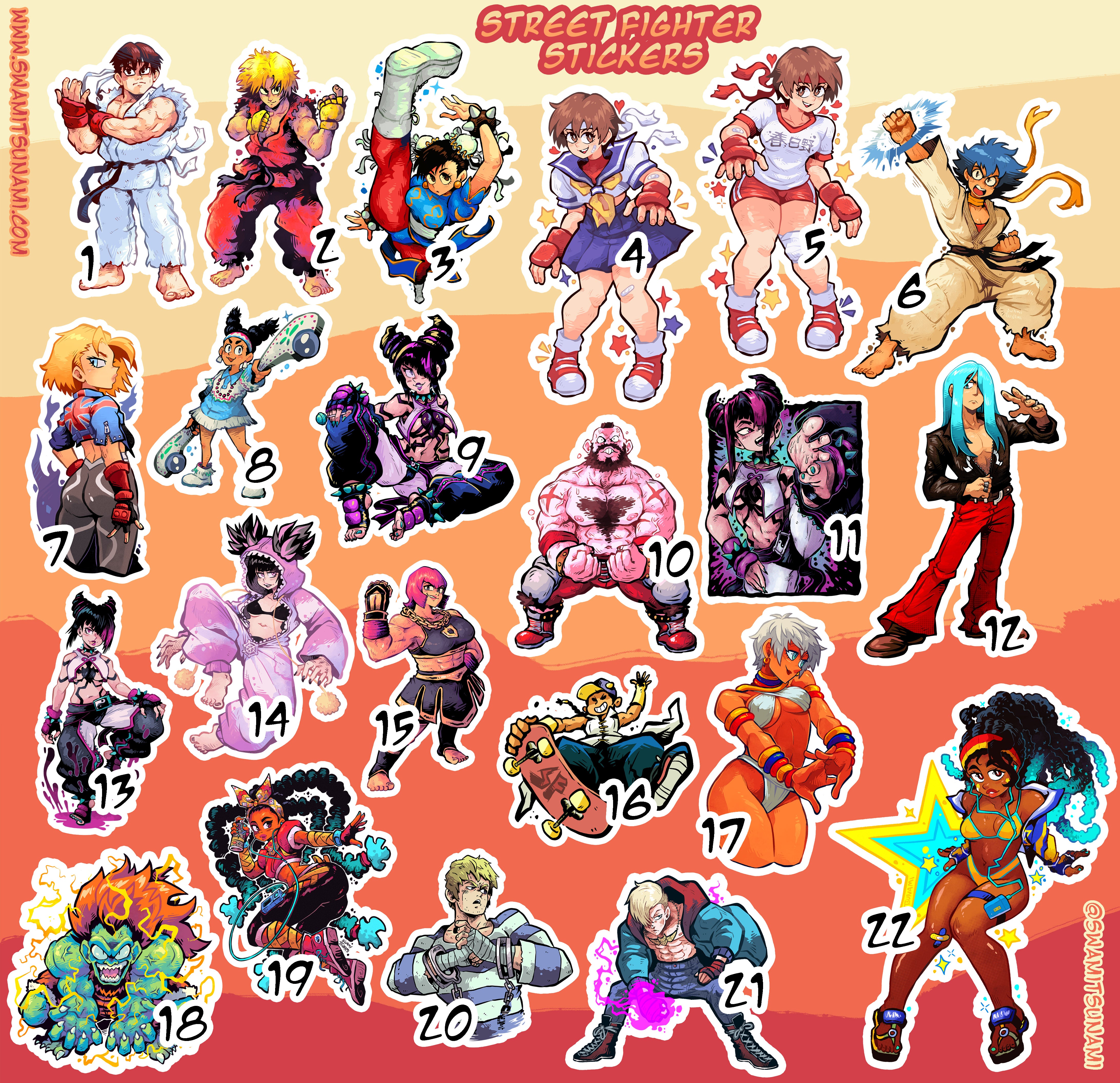Street Fighter - 2 to 3.5-Inch Sticker Series