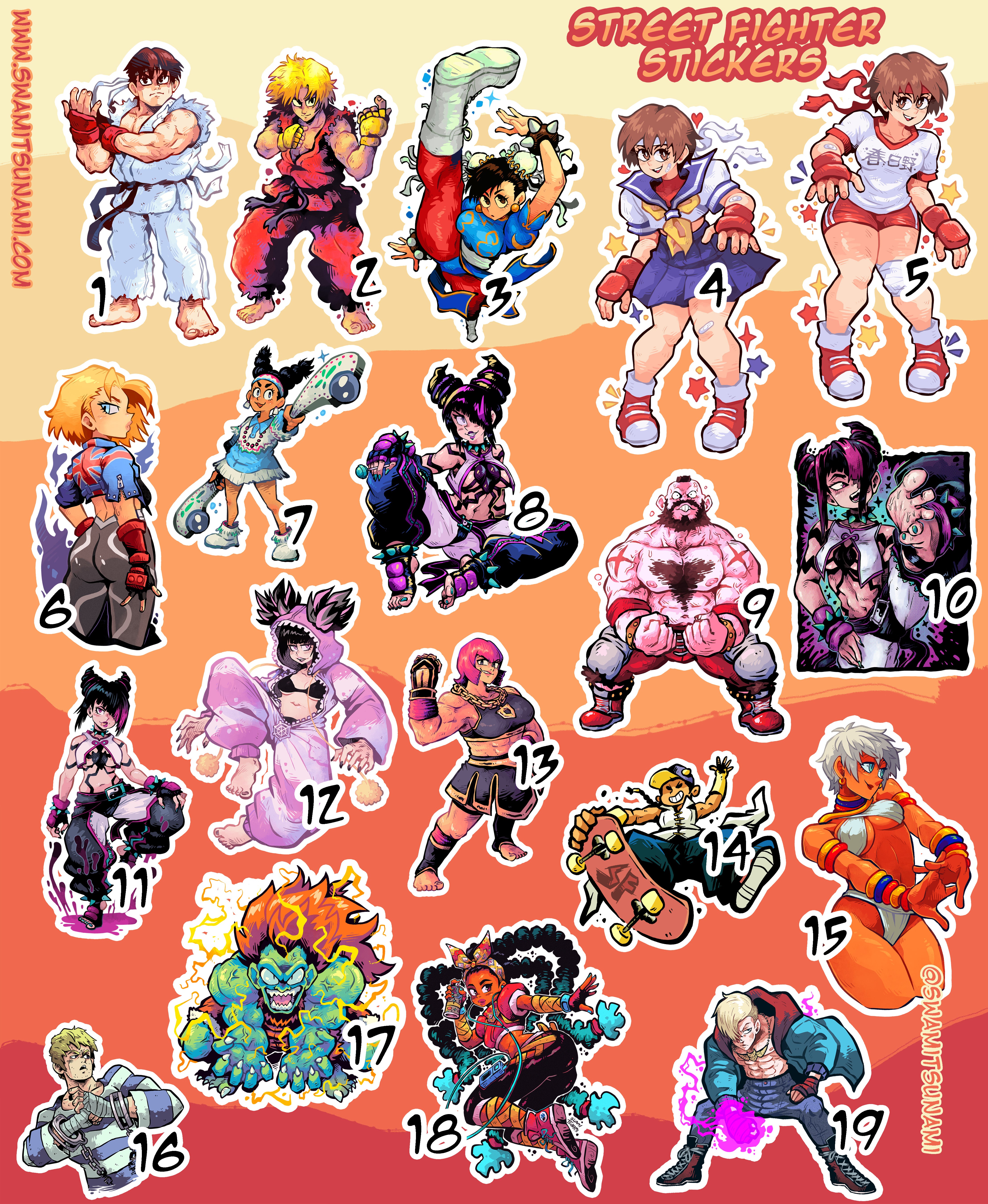 Street Fighter - 2 to 3.5-Inch Sticker Series