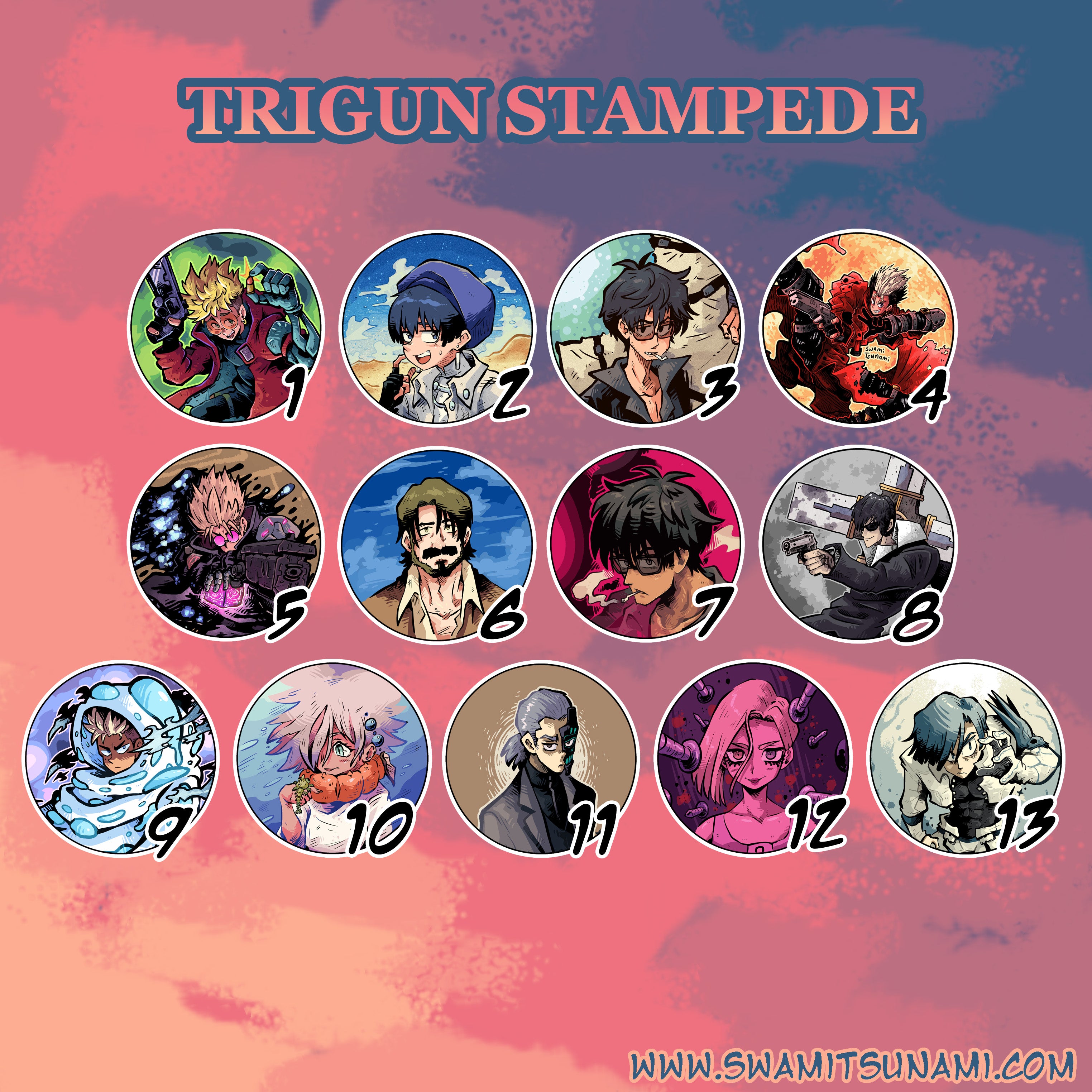 Trigun: STAMPEDE 1.5-Inch Button Series