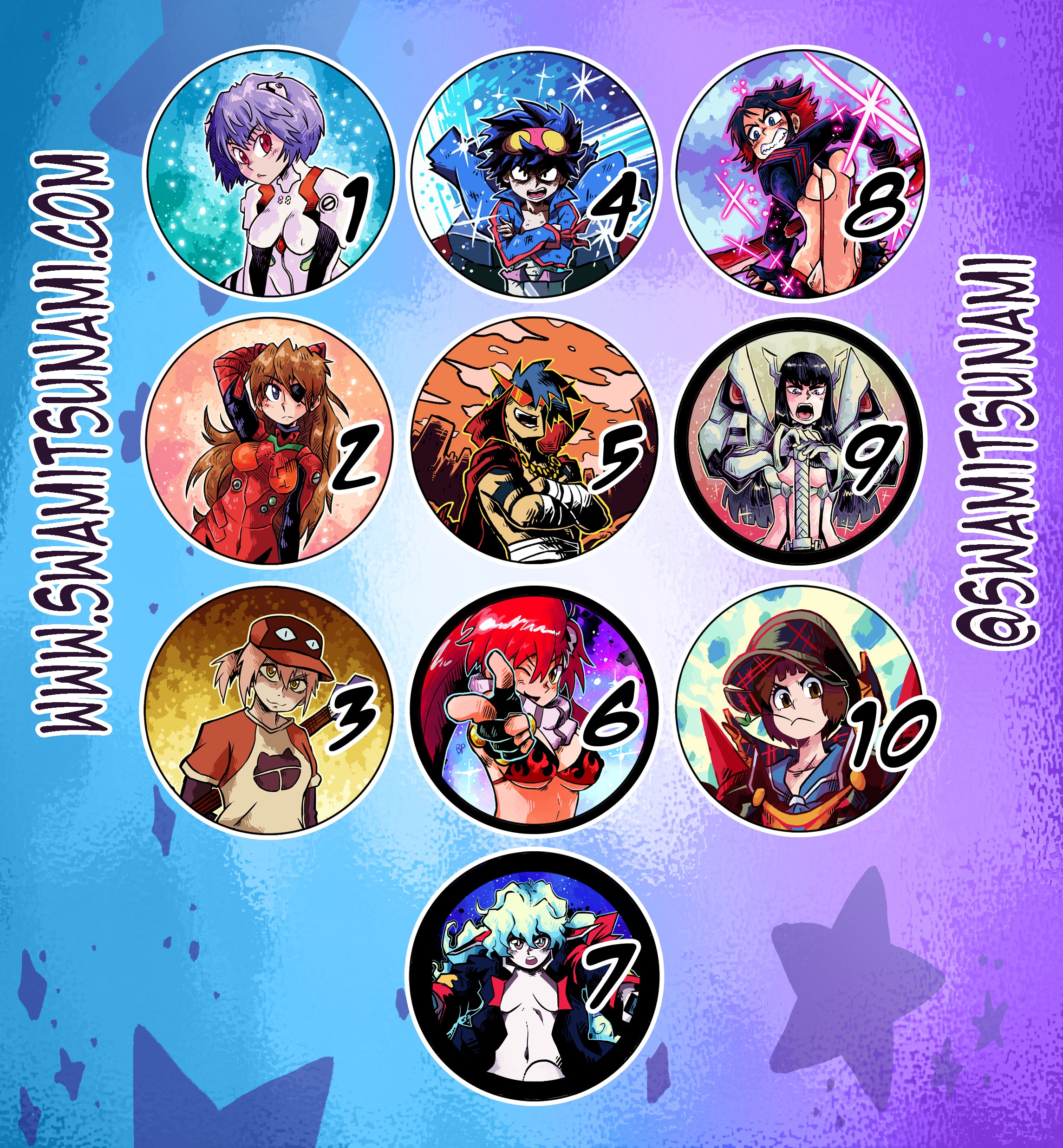 Gainax Gals (and Boys) 1.5-Inch Button Series