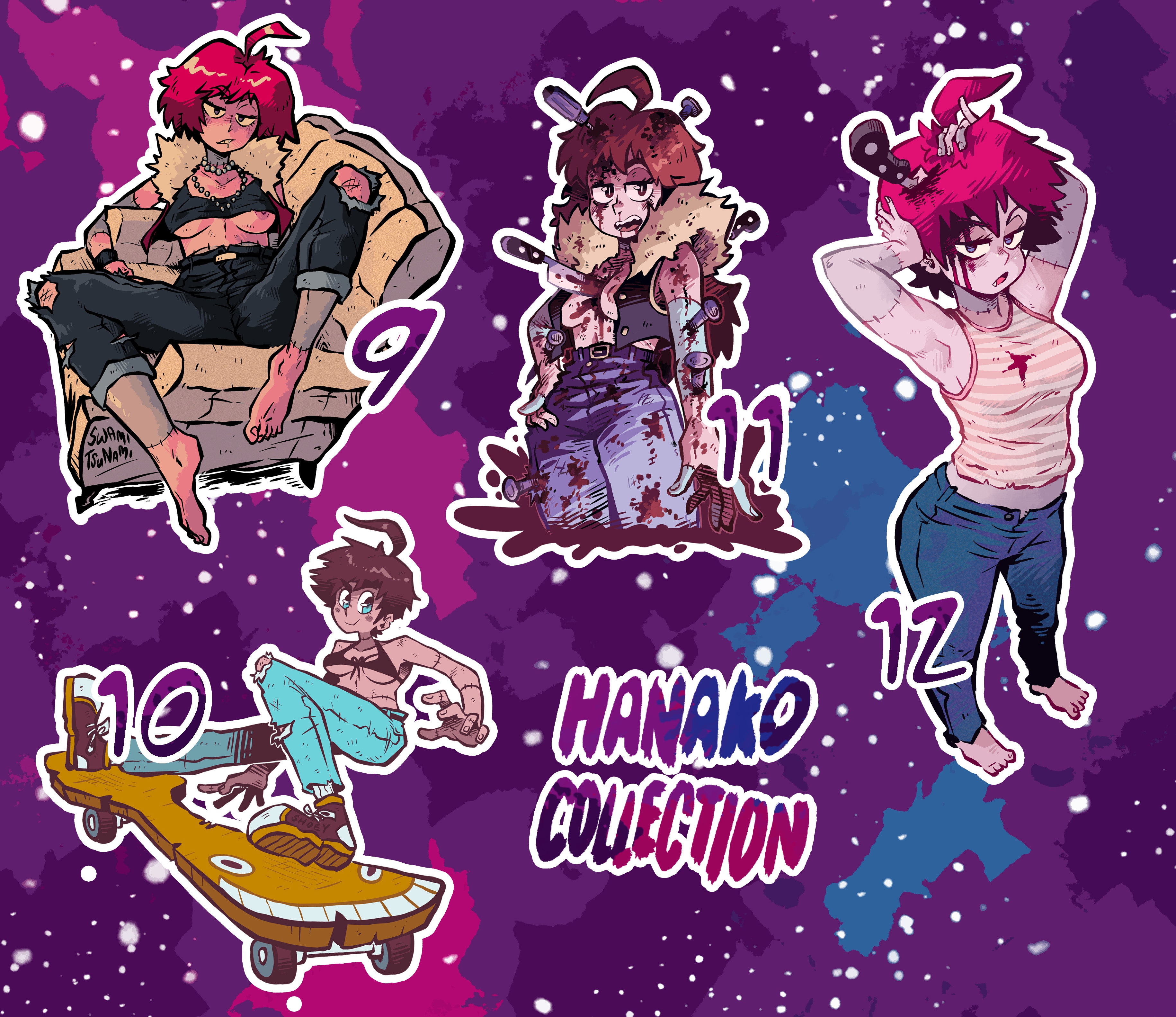 Hanako the Zombie Girl (R18+) (Gore) - Vinyl Sticker Collection