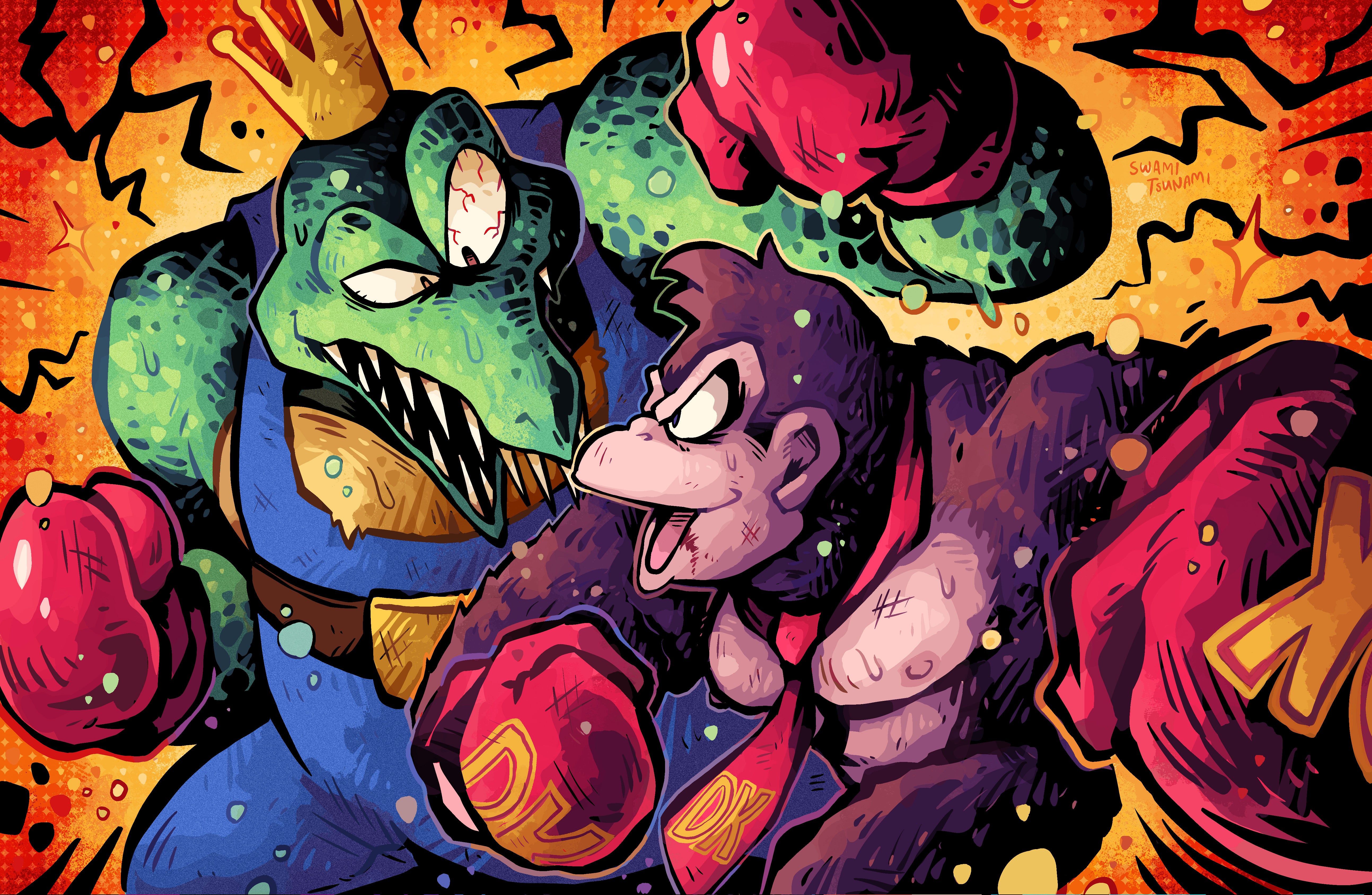 Donkey Kong vs King K Rool - 11 x 17 Poster Print