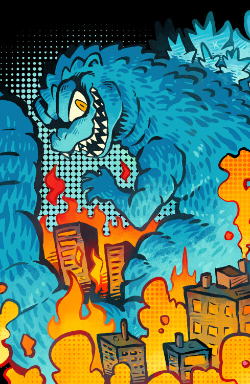 Godzilla and a City Wrecked - 11 x 17 Poster Print