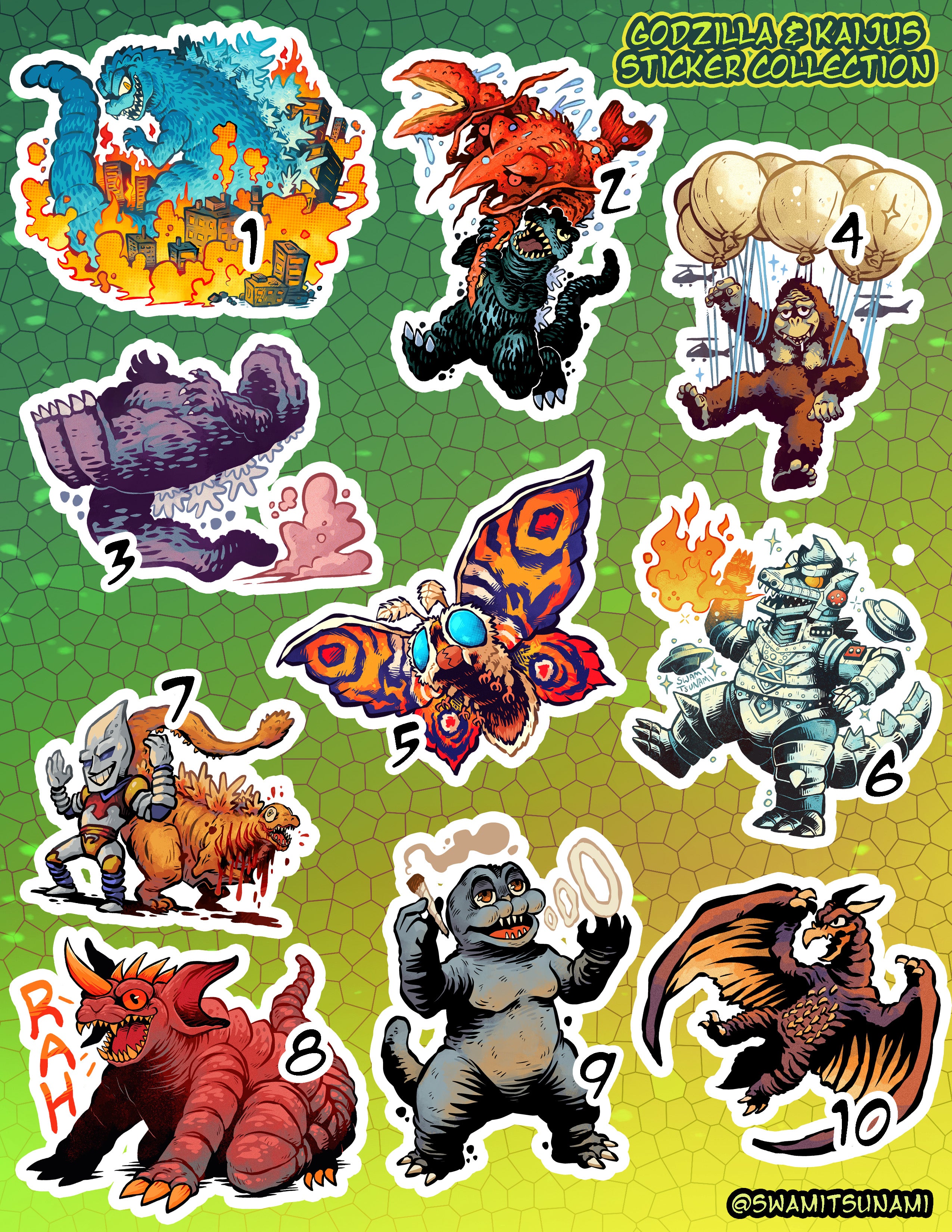 Godzilla and Kaijus Collection - 2.50 to 3-Inch Vinyl Stickers