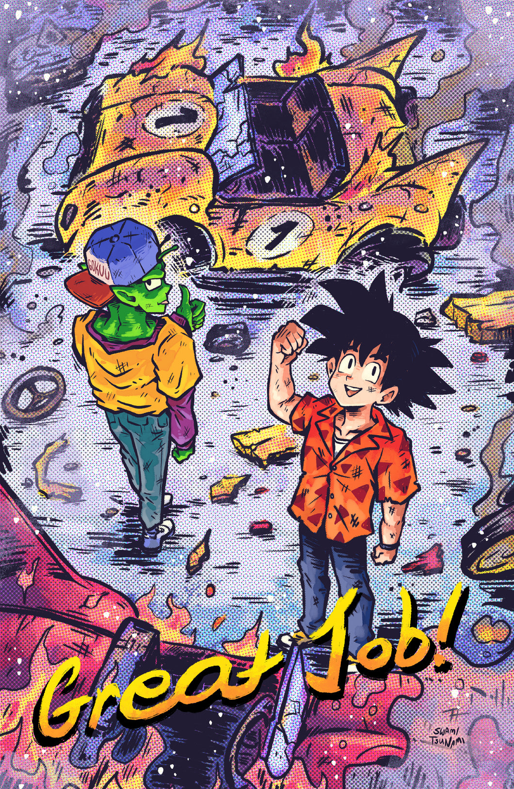 Goku and Piccolo Driving School - 11 x 17 Poster Print
