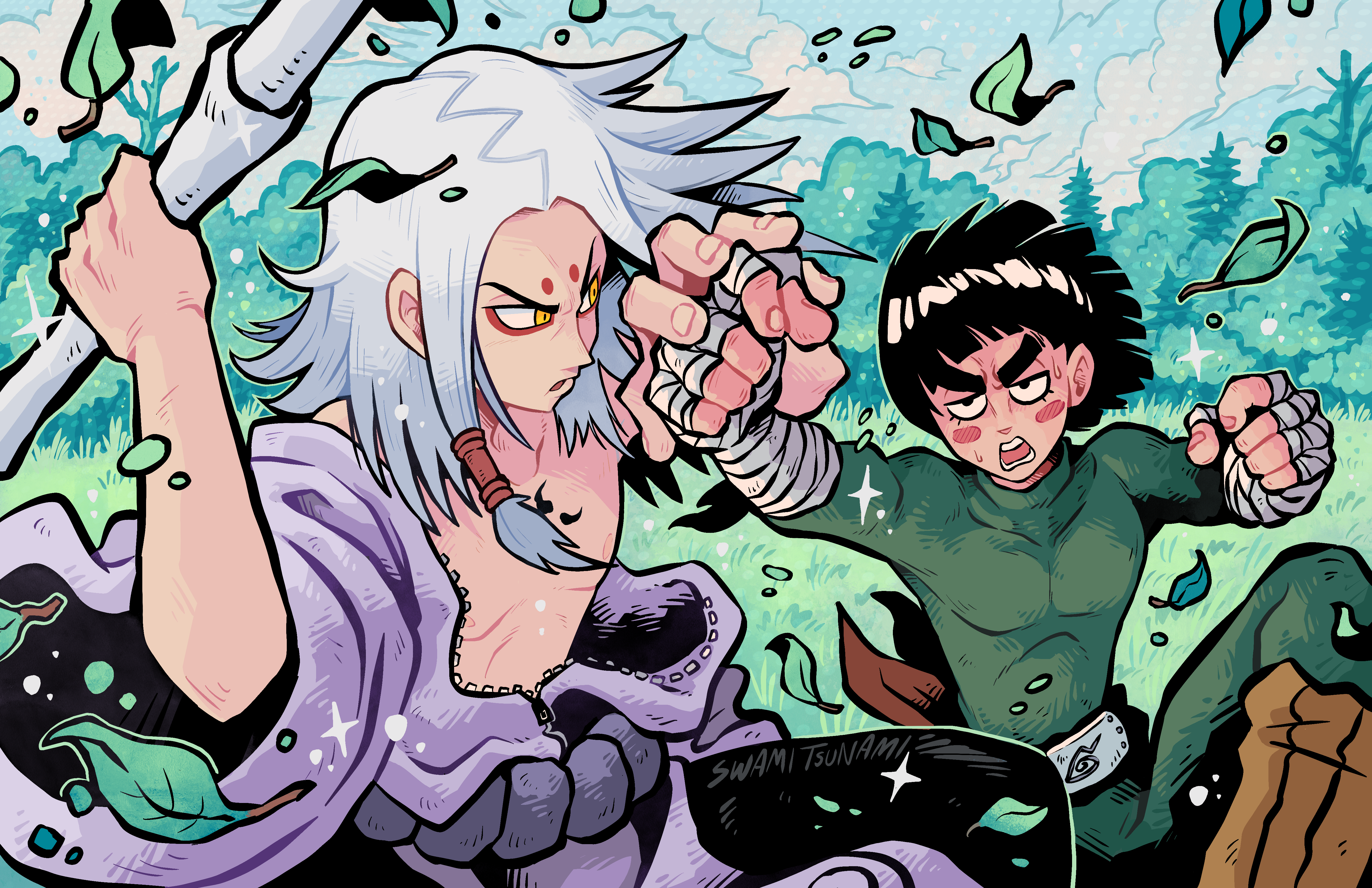 Rock Lee vs Kimimaro - 11 x 17 Poster Print