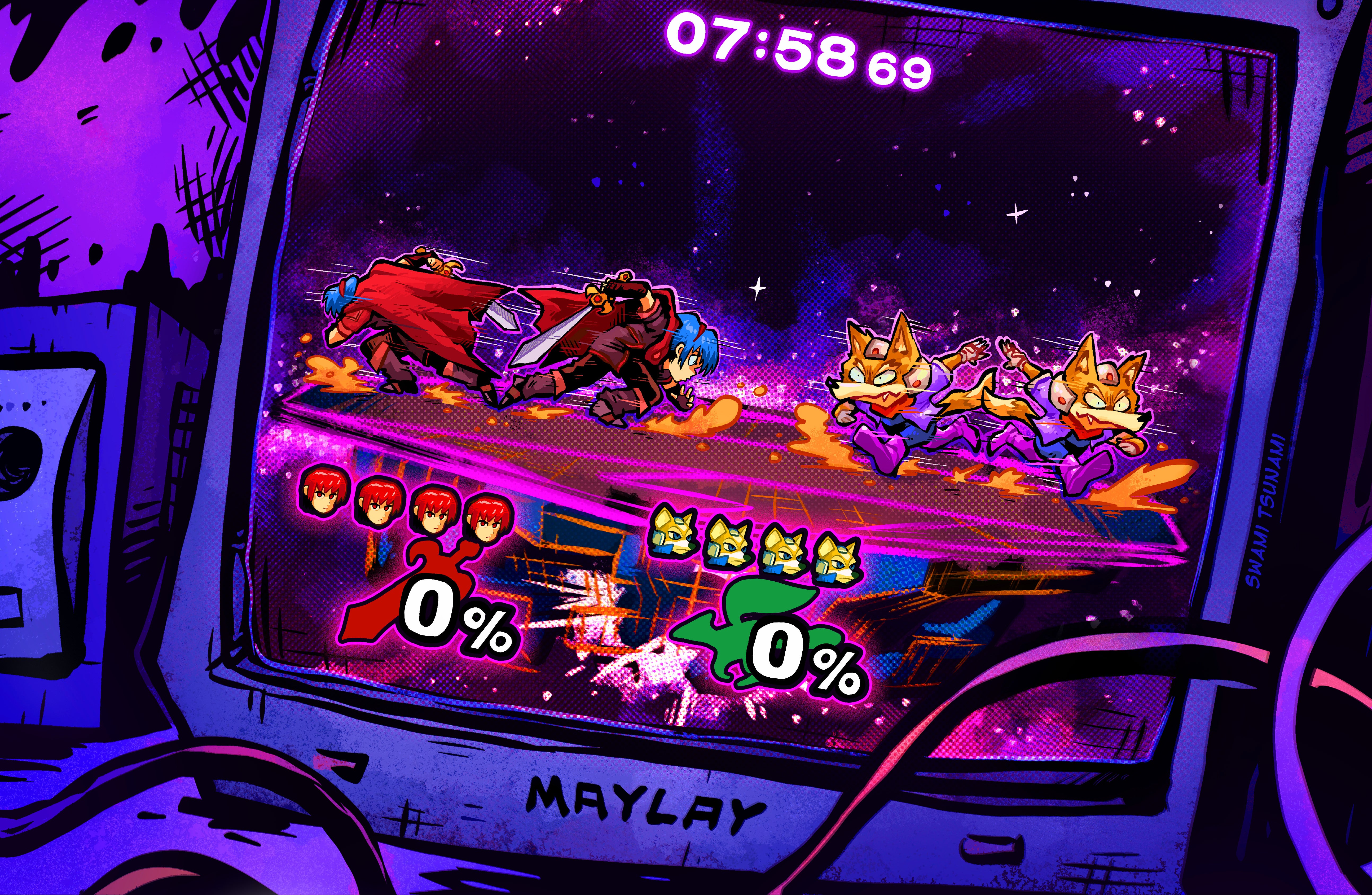 Melee on a CRTV - 11 x 17 Poster Print