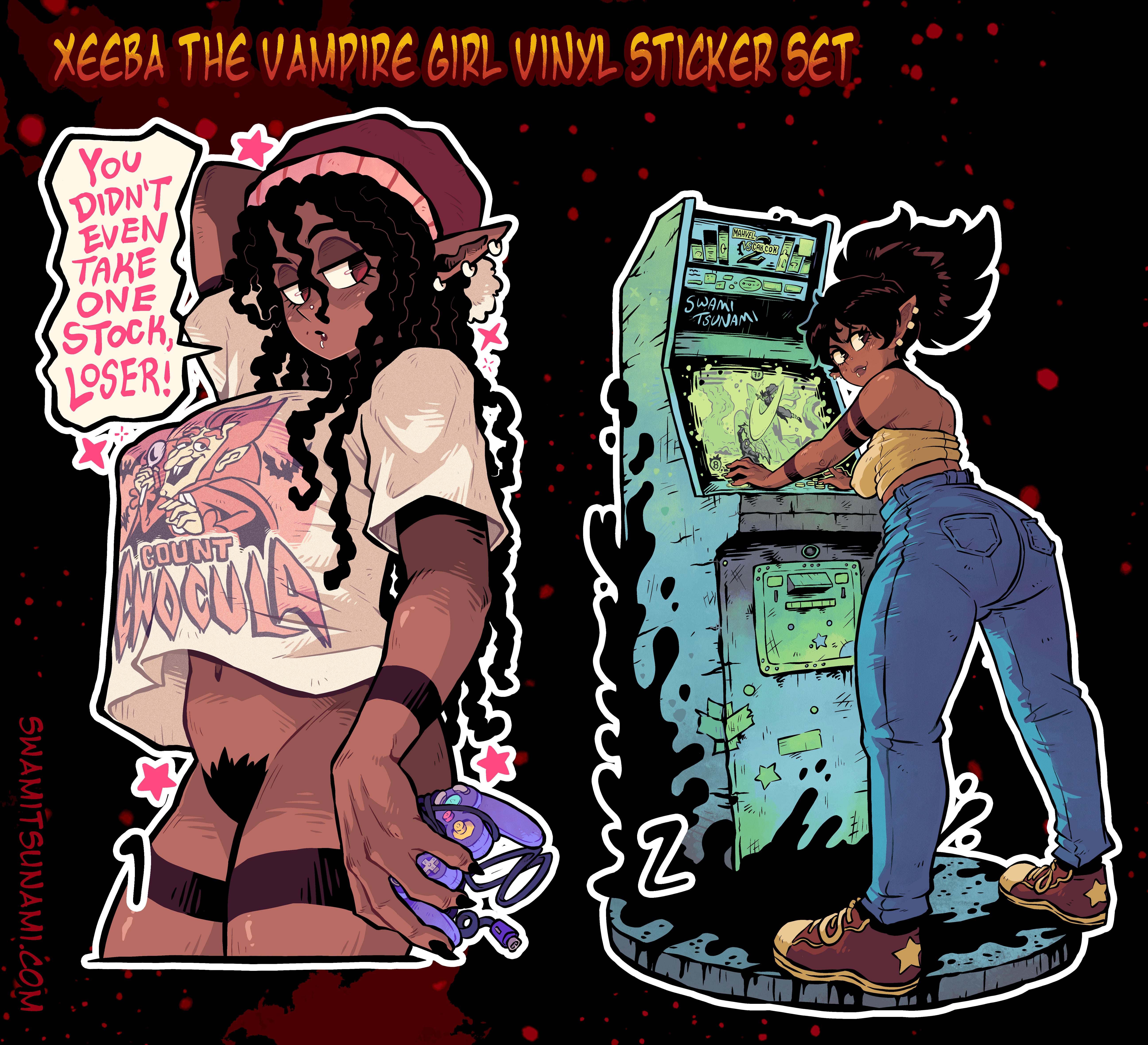 Xeeba the Vampire Gamer Girl - 3.5-Inch Vinyl Stickers (SHINY)