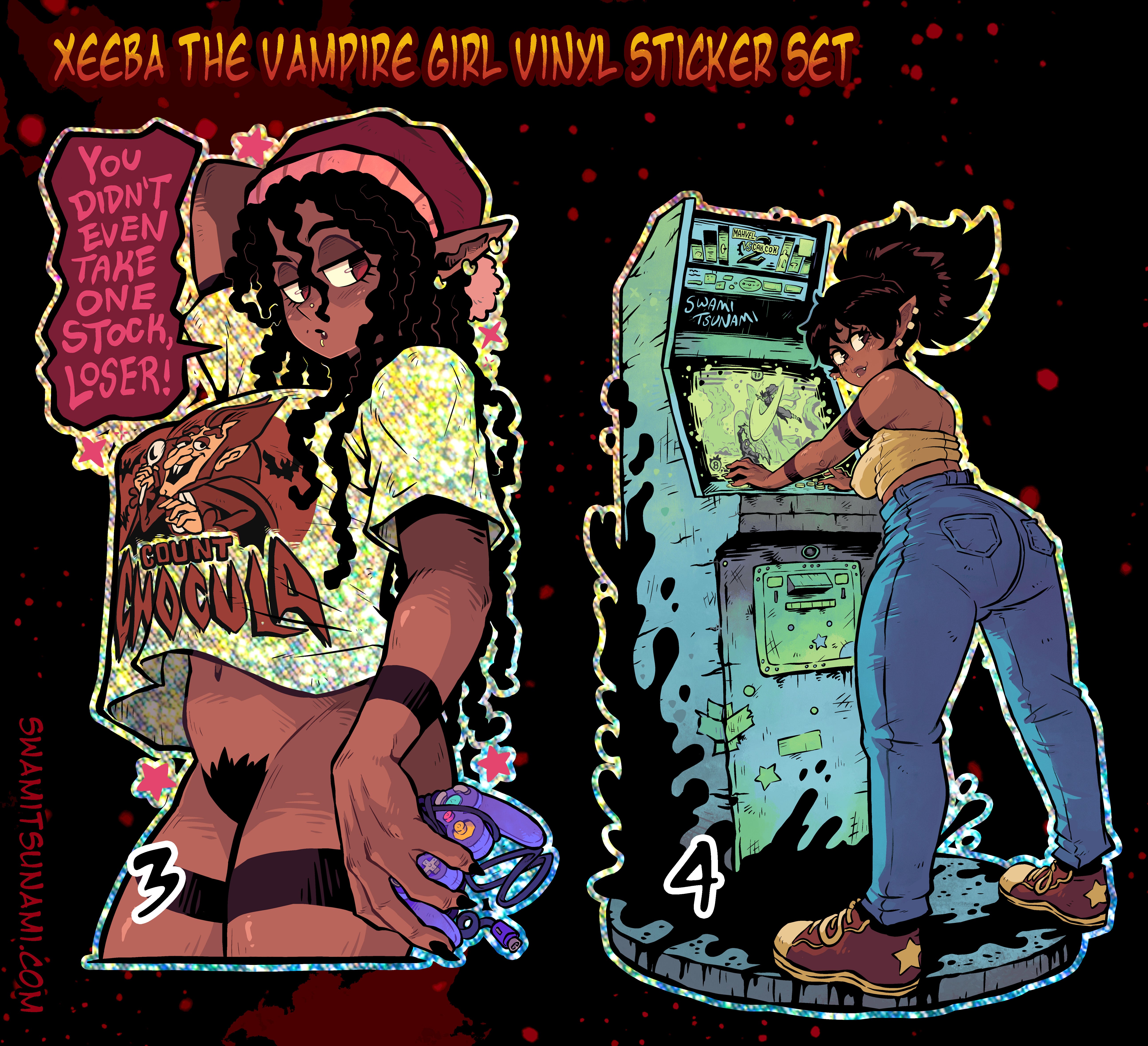 Xeeba the Vampire Gamer Girl - 3.5-Inch Vinyl Stickers (SHINY)