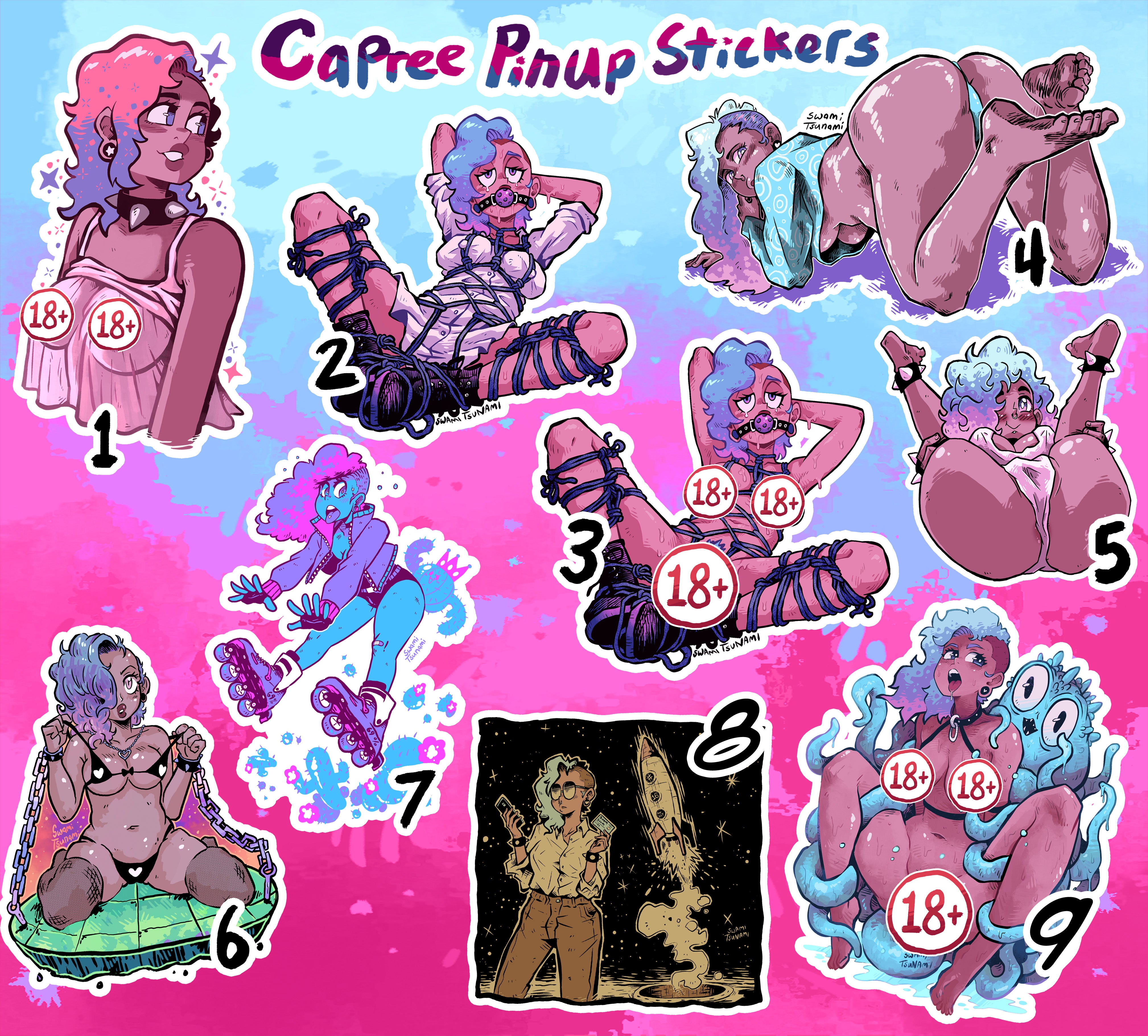 Cotton Candy Hair Pinup Girl (Capree) (R18+) - Vinyl Sticker Collection