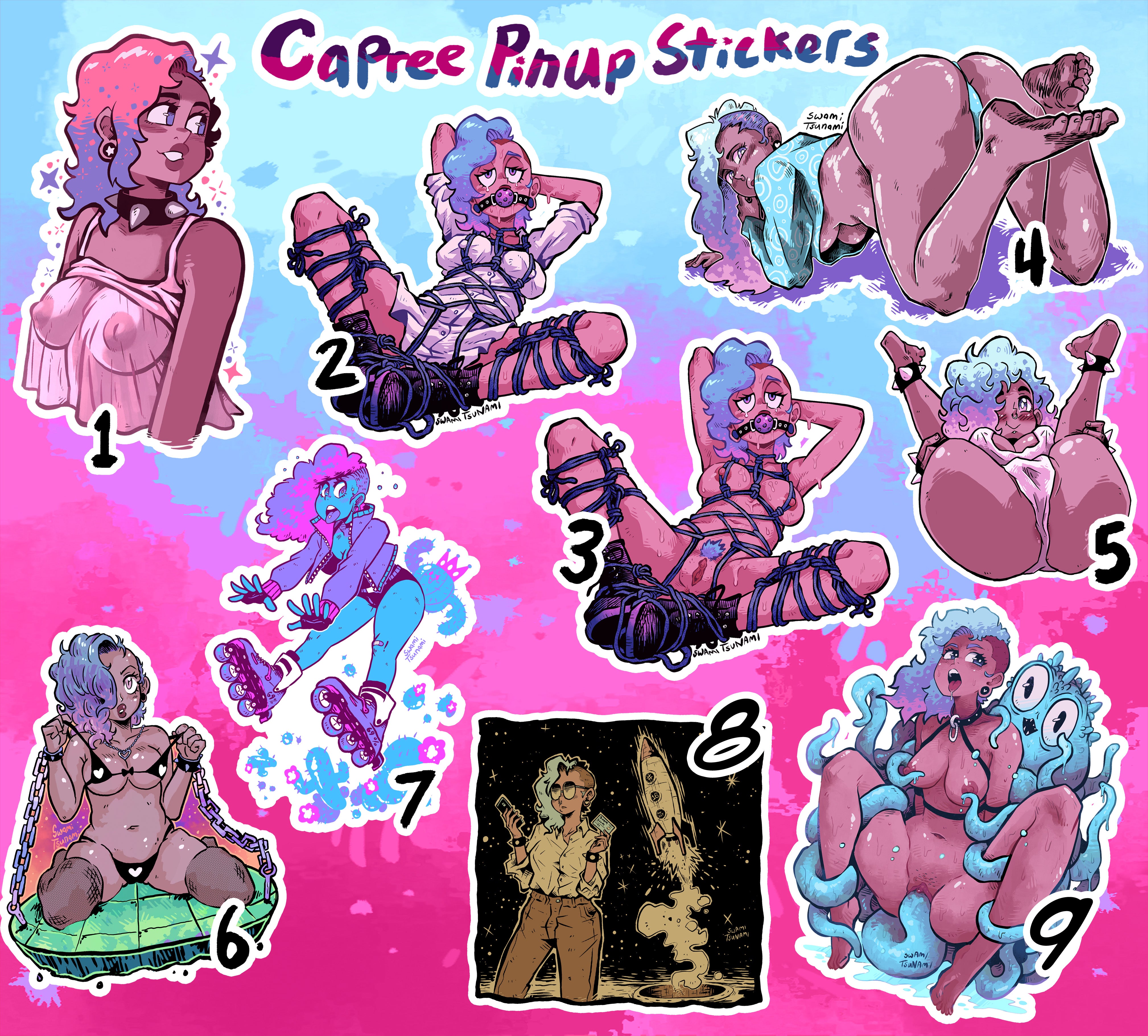 Cotton Candy Hair Pinup Girl (Capree) (R18+) - Vinyl Sticker Collection