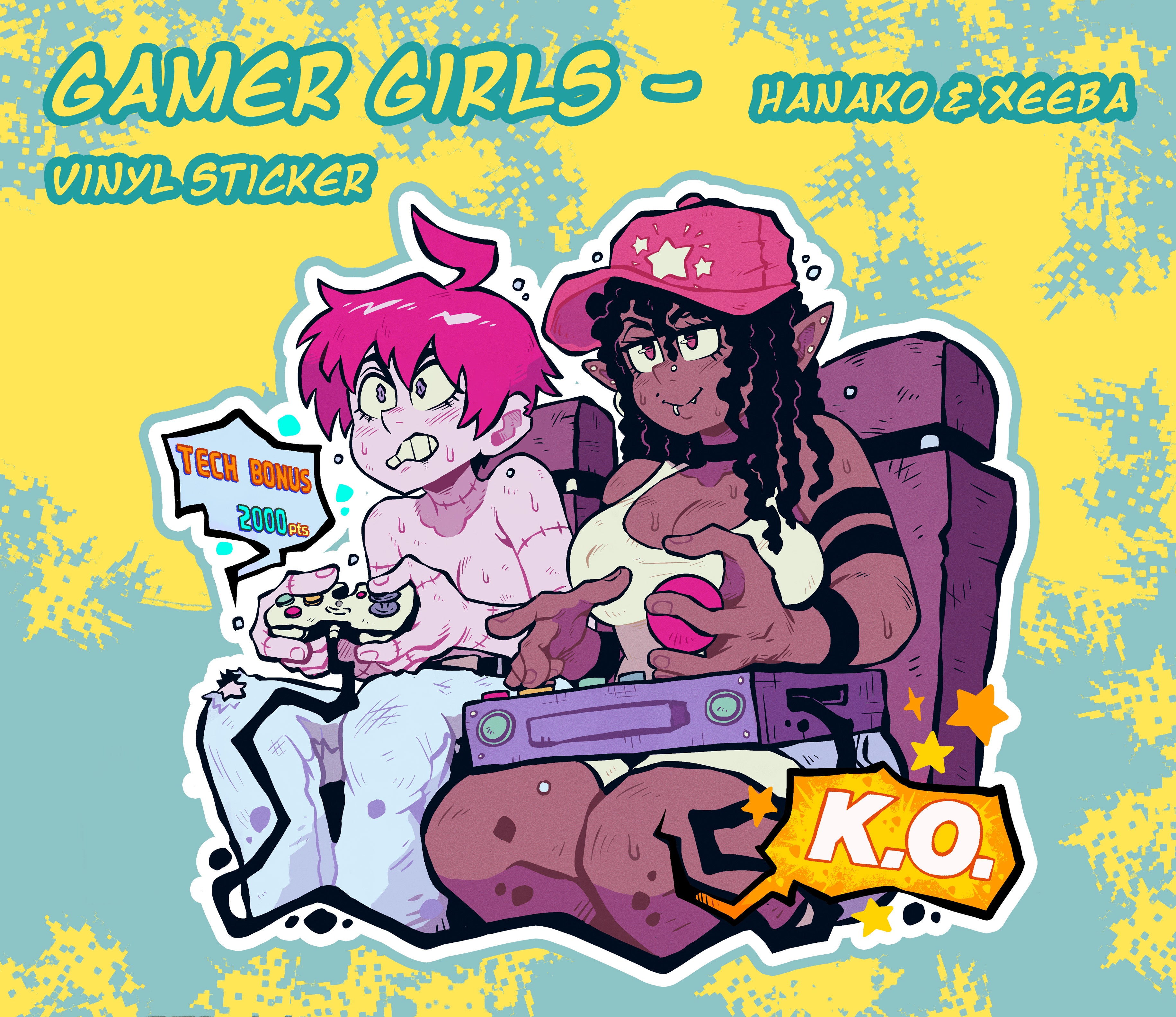 Gamer Girls - Hanako and Xeeba 3.5-Inch Vinyl Sticker