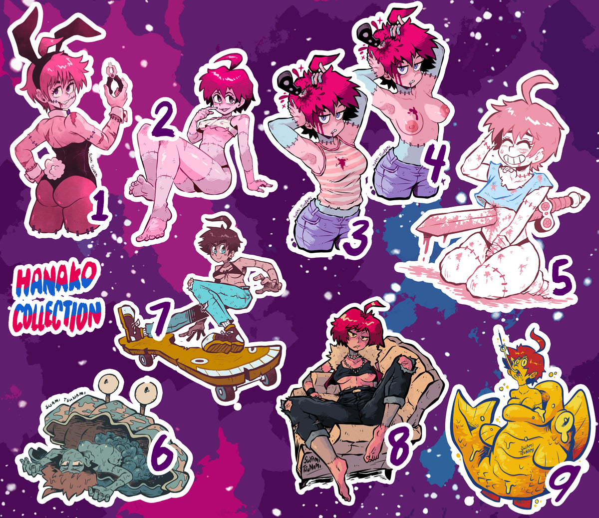 Hanako the Zombie Girl (R18+) (Gore) - Vinyl Sticker Collection