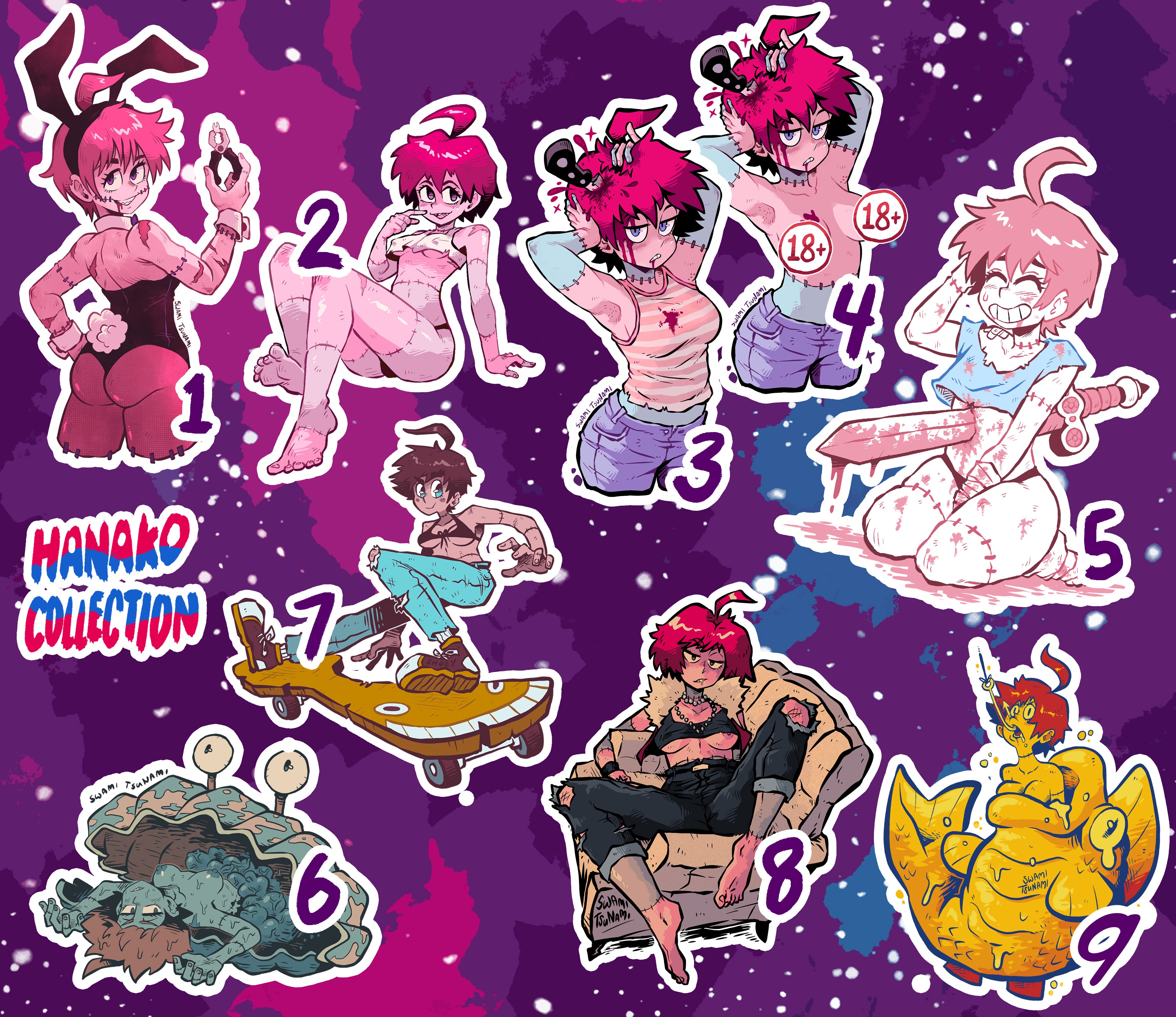 Hanako the Zombie Girl (R18+) (Gore) - Vinyl Sticker Collection