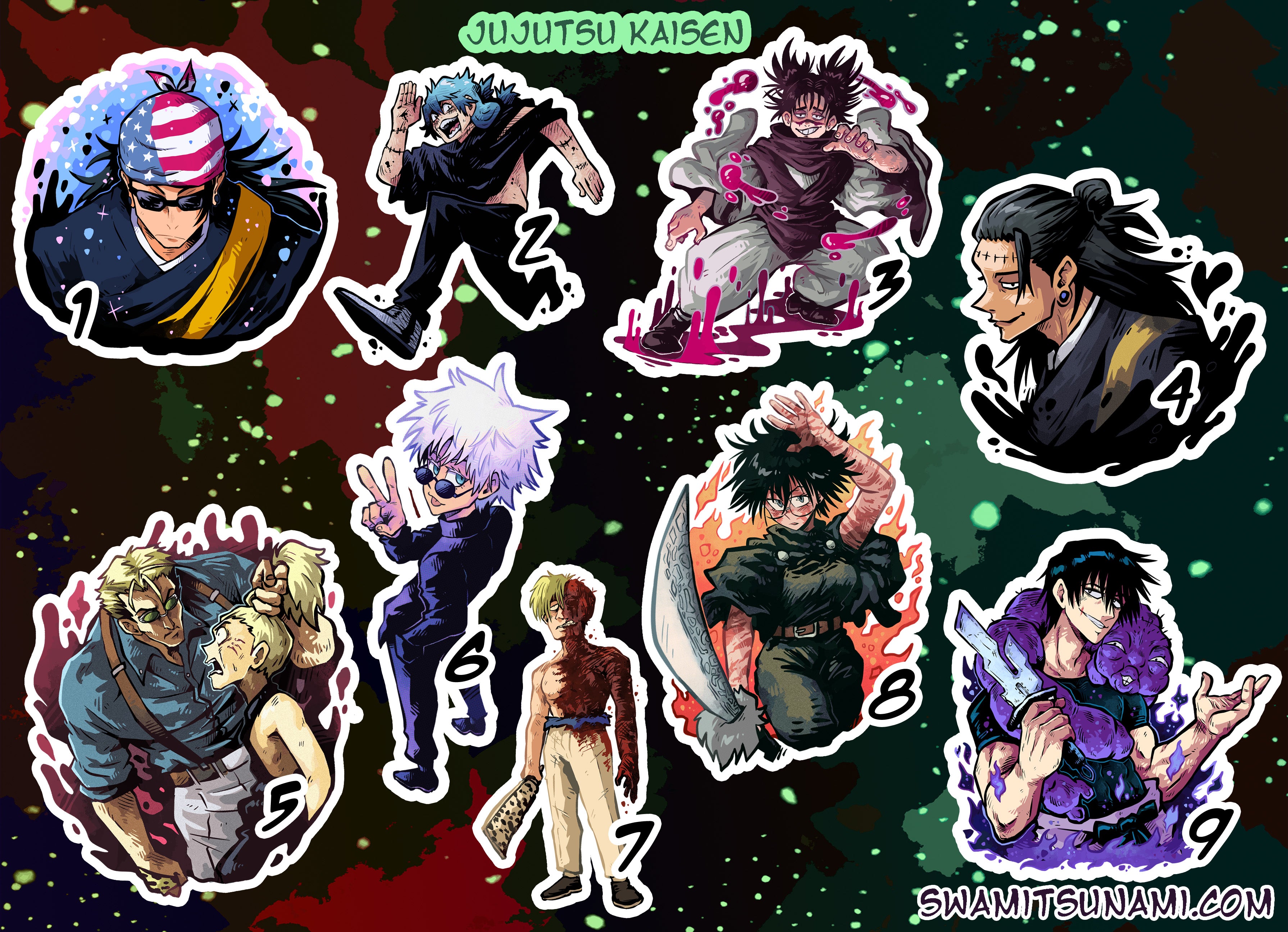 Jujutsu Kaisen - 2.5 to 3-Inch Vinyl Sticker Set