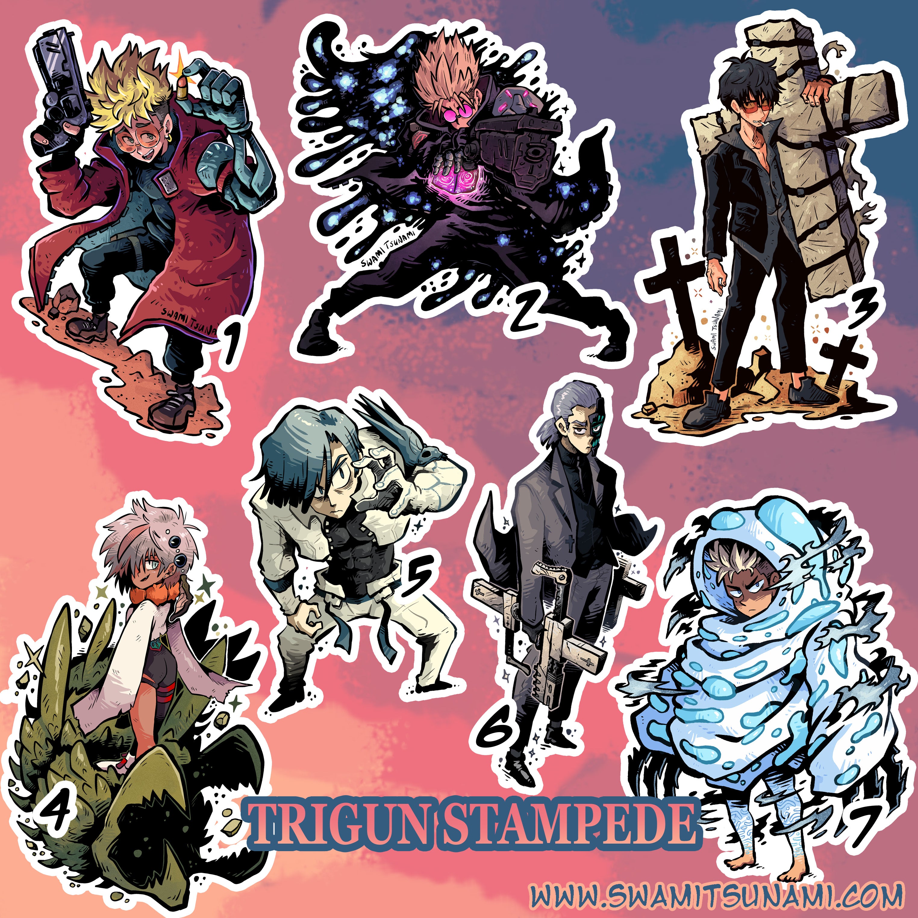 Trigun: STAMPEDE  2 to 3.5-Inch Sticker Series