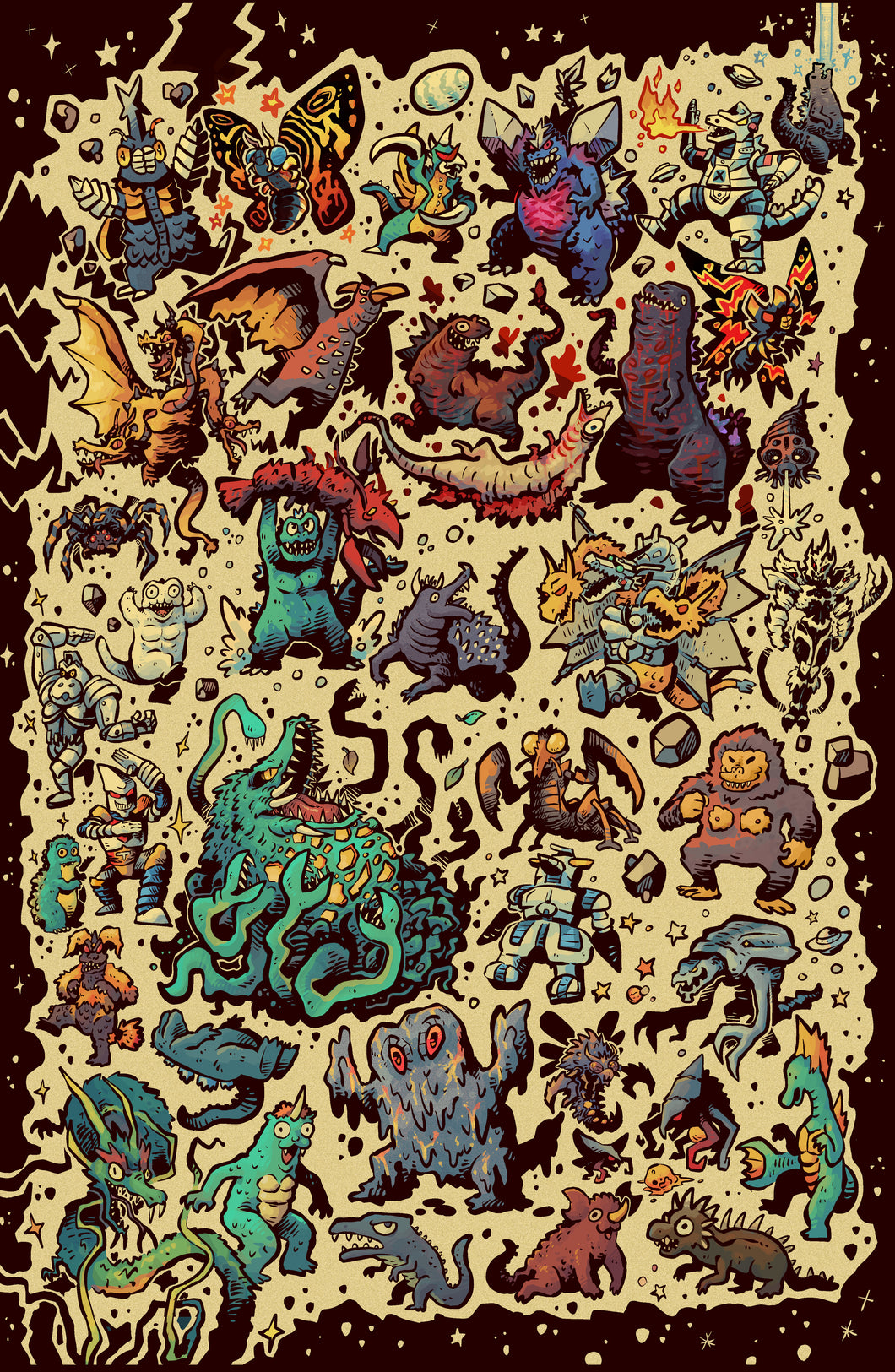 Godzilla Destroy All Kaiju - 11 x 17 Poster Print