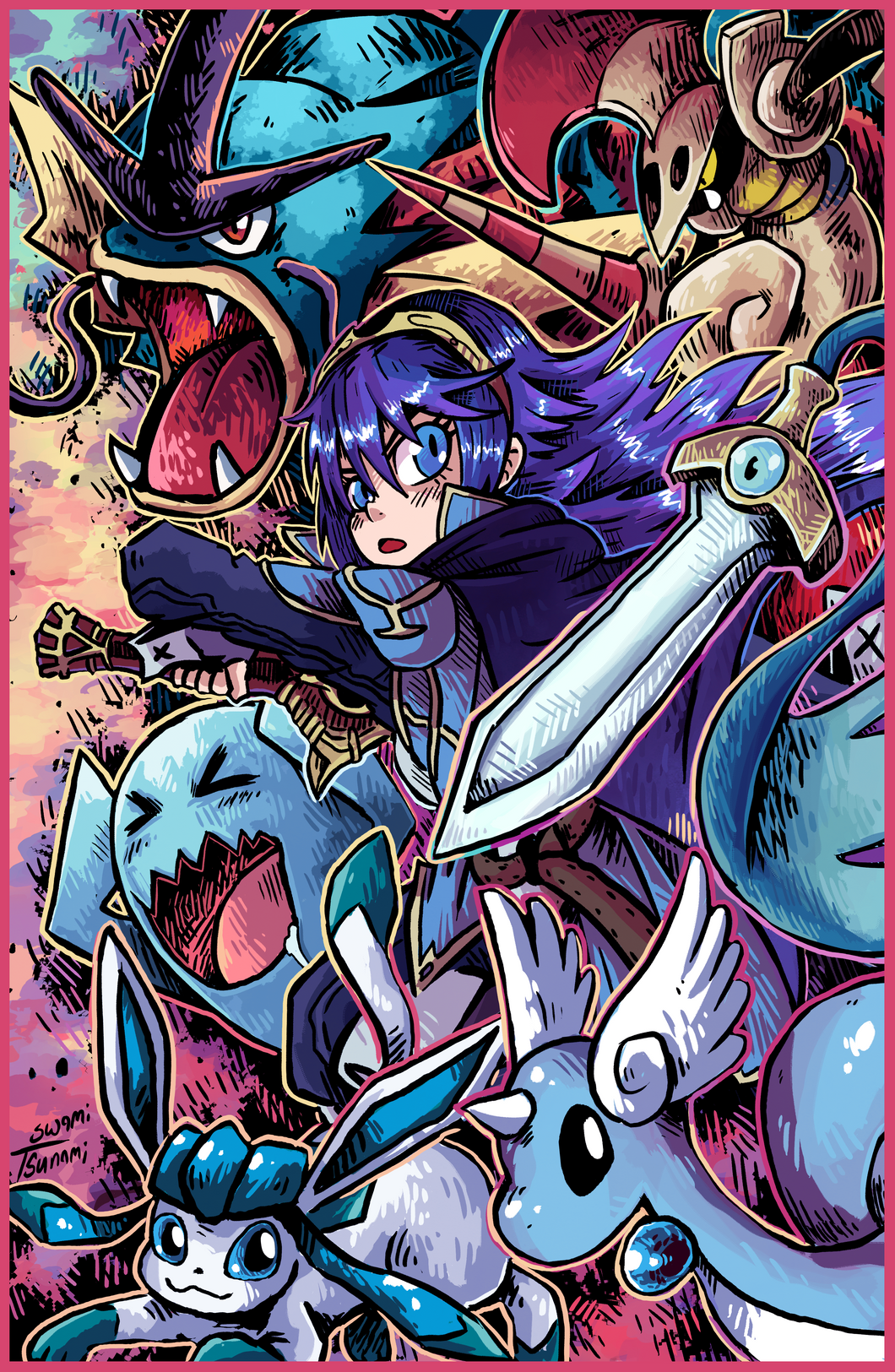 Lucina and her Poke Team - 11 x 17 Poster Print